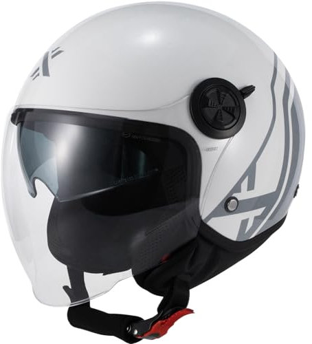 Shox Interceptor SV Delta Open Face Motorcycle Helmet XXL Gloss Grey White