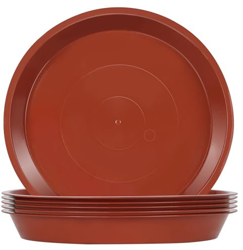 Muzhira Lot de 6 Soucoupes pour Plantes, Soucoupes pour Pots de Fleurs pour Plantes, Plateaux de Planteur pour Intérieur, Extérieur, Jardin - 14cm/Rouge