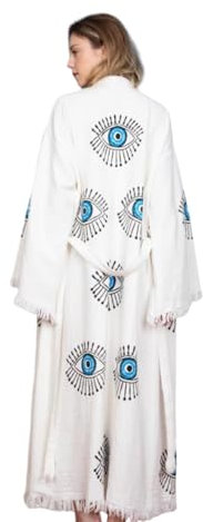 Seyila Home hochwertiger Bademantel aus feinster Bio Baumwolle, Sauna, Pestemal,Morgenmantel, Kimono 100% Cotton angenehm auf der Haut handmade