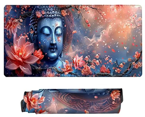 LUESUAYN Zen Gaming Mouse Pad XXL 1500x800x3 mm, Anti-Slip Base Mousepad Pink Desk Pad Water-Resistant Surface Large Mouse Mat, Stitched Edges Gaming Mouse Mat for Home Office Gaming Room, Gifts 8-R
