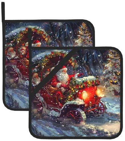 Xmas Day Print Oven Pot Holders Set of 2 Hot Pads for Kitchen Holders Heat Resistant Table Pads