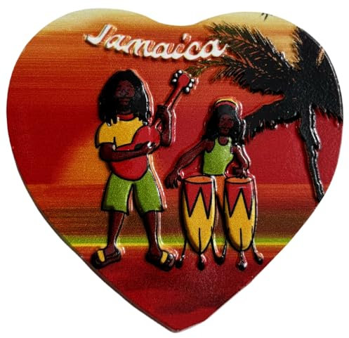 Herzförmiger Jamaika-Kühlschrank-3D-Magnet, Reise-Souvenir, Kühlschrankdekoration, Magnetaufkleber, Basteln