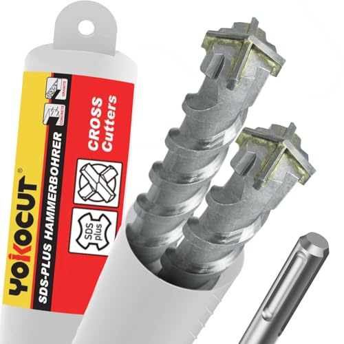 SDS Plus Bohrer 8x160 mm 2 Stück, Hammerbohrer 4X Schneiden, Steinbohrer Stahlbeton Mauerwerk Ziegel Kalksandstein, Betonbohrer, Ideal zum Bohren in Stein, Beton, Naturstein, Ziegelmauer