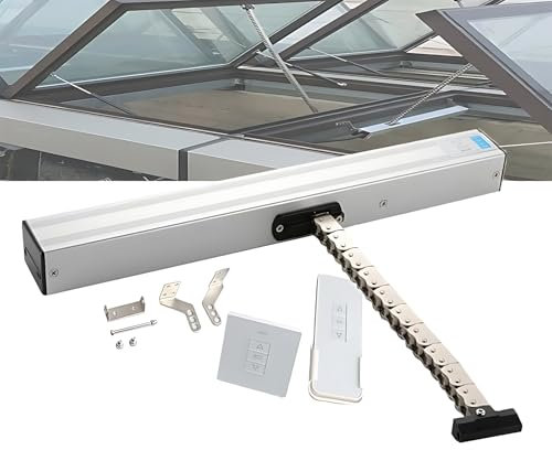 Abreventanas Eléctrico Actuador, Abreventanas Motorizado y Cierraventanas 24V Cadena con Mando a Distancia e Interruptor, 300mm-800mm Carrera para Claraboyas y Aberturas de Techo 400mm