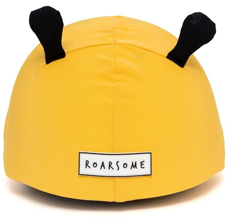 Roarsome Kids Helmet Cover for Cycling, Skiing, Snowboarding, Skateboarding & Scootering | One Size Fits All | Goggle Clip Hole | 4-Way Stretch | Fun & Protective Design - Buzzy the Bee
