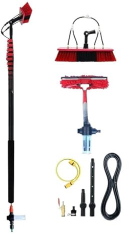 ZECKJVTD 30 FT Window Cleaning Pole Water Fed Brush Kit 9 Meters Telescopic Extendable Solar Panel Washing Tool(36 ft-kit)