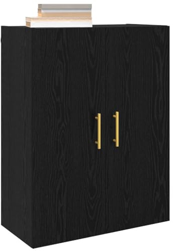 vidaXL Wall Cabinet Black Oak 69.5 x 34 x 90 cm Engineered Wood, Stylish Living Room, Rectangular Storage Cabinet, Wall-Mounted Unit, Durable Home Furniture, Minimalist Design Organizing