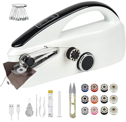 Portable Mini Sewing Machine – Handheld Mini Electric Sewing Machine with 2 Modes & Sewing Accessories, Lightweight & Easy to Use for Beginners, Quick Clothing & Curtain Repairs, DIY Projects