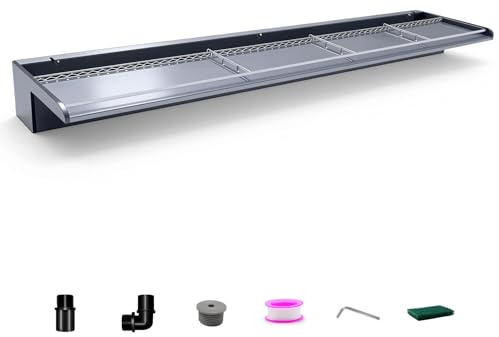 LONGRUNNEW Teich Wasserfallklingen Set,90cm Acryl mit Deckel Poolfontane | mit Zubehor,mit Deckel,Breite 20cm,Einfache Montage,leicht zu reinigen,Rostfrei und langlebig,fur Garten,Patio,Teich