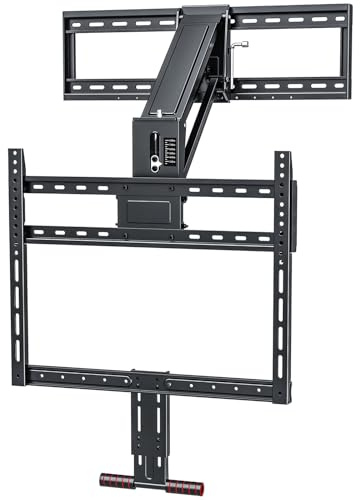 Pull Down TV Mount for Fireplace, Height Adjustable for Most 43-80 Inch TVs, Max VESA 600x400mm up to 80lbs, Full Motion Articulating Above Mantle Installation
