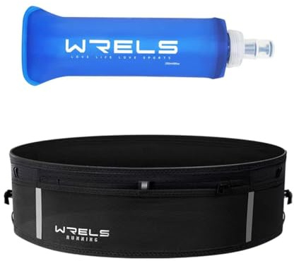 WRELS Ultralight Running Belt with 250ml Soft Flask for Women Men,Moisture Wicking Running Waist Belt Fanny Pack Phone Holder for Jogging, Marathon, Fitness