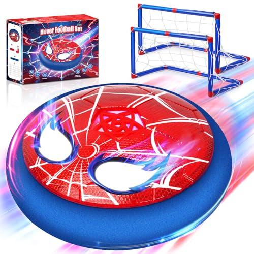 Lubolee Pallone da Calcio con 2 Porta da Calcio per Bambini, Hover Palla da Calcio con Occhi Luminosi, Giochi Bambino 4 5 6 7 8 9 10 Anni Maschio, Giocattoli Gioco Regalo Bambino 3-12 Anni