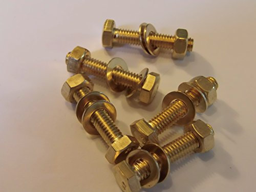 M6X30 BRASS HEX HEAD BOLTS NUTS & WASHERS (PACK 0F 5) BRASS SET SCREWS X5