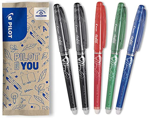 PILOT FriXion Point, radierbarer Tintenroller, (Schwarz, Blau, Rot, Grün), 1 stück (5er Pack)