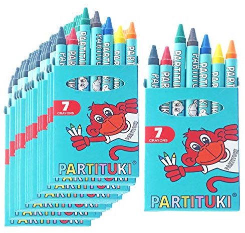 Partituki Crayons de Couleurs 30 Ensembles de 7 Crayons de Couleurs. Gadgets Fête Anniversaire Enfant et Jouet Surprise Pinata. Avec Certificat de Non-toxicité CE