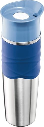Maped PICNIK Mug Isotherme Etanche - Mug Café-Thé en Acier - Ouverture Pratique à Une Main - Manchon Easy Grip en Silicone - 320mL - Bleu