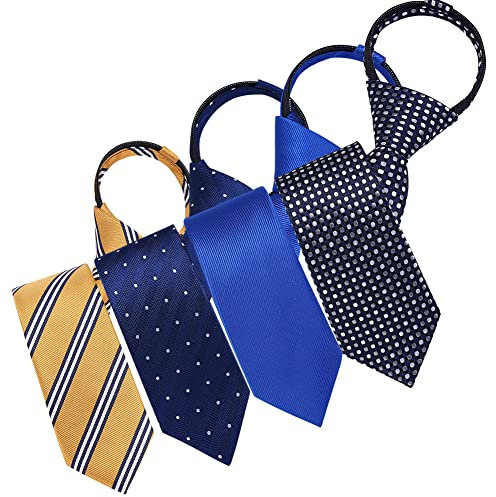 AUSKY Vorgebundene schmale Krawatte mit Reißverschluss, 6 cm, schmale Krawatte zum Anklippen, für Männer oder Jungen (1 Packung und 4 Packungen zur Auswahl), Gemischtes E, Skinny Ties