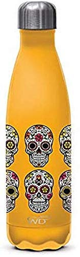 WD lifestyle- Bottiglia Termica Acciaio Inox 500 ml - 24 Ore Freddo - 12 Ore Caldo - Decoro Teschi