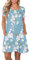 TYQQU Damen Kleid Freizeitkleid Mehrfarbiges MiniKleid Kurzarm Taschen Kleid BlumenKleid Sommer Plus Size Blau Lilie 5XL