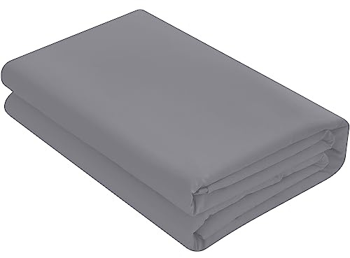 HOME ACE Non Iron Percale Flat Sheet Super King Bed Grey, 180 Thread Count 100% Poly Cotton Top Sheets Superking Bedding, Polycotton Grey Bed Sheet Superking Size Bed Cotton Flat Sheet