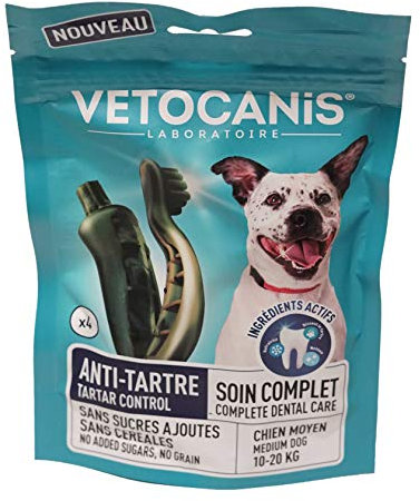 VETOCANIS Friandises Anti-Tartre pour Chien Moyen Soin Complet/sans Sucres Ajoutés/sans Céréales