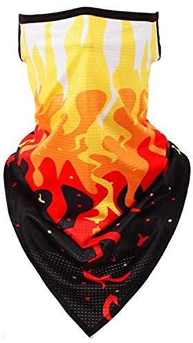 Unisex Bandana Gesichtsbedeckungsmaske Schal Gesicht Rave Sturmhaube Halsmanschette mit Ohrschlaufen, Staubtuch, waschbar, Wind Motorradabdeckung (Feuerflammen)