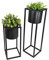 Spetebo Metall Blumentopfständer in schwarz 2er Set - Eckiger Ständer mit schwarzem, rundem Topf - 35 und 50 cm - Blumentopfhalter mit Topf - Planzenständer eckig
