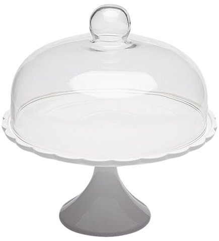 HEMOTON Cake Stand with Glass Dome White Porcelain Decorative Cake Stand Dessert Cupcake Pastry Candy Display Plate for Wedding Event Birthday Party 29. 2X25. 5X25. 5CM