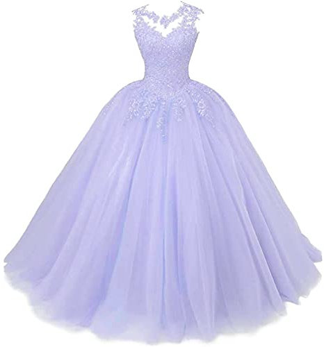 Xinaier Damen Elegante Spitze Tüll Abendkleid Abschlussballkleider Lange Ballkleid Quinceanera Kleider Lavendel Größe 60