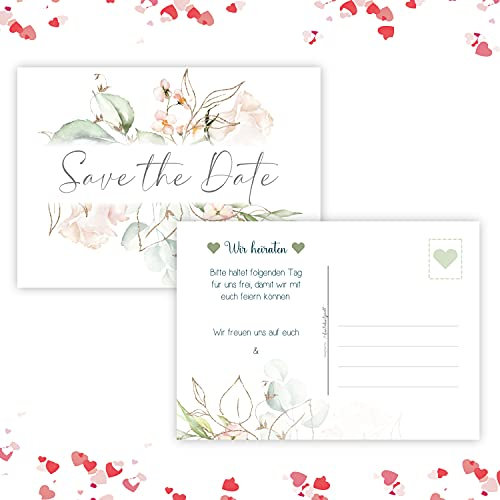 Kunterbuntspecht 25 Save the Date Karten Hochzeit Hochzeitsleinladungen Einladungskarten Hochzeit Boho Dankekarten Hochzeit Braut oder Bräutigam Hochzeitspiel (Save The Date)