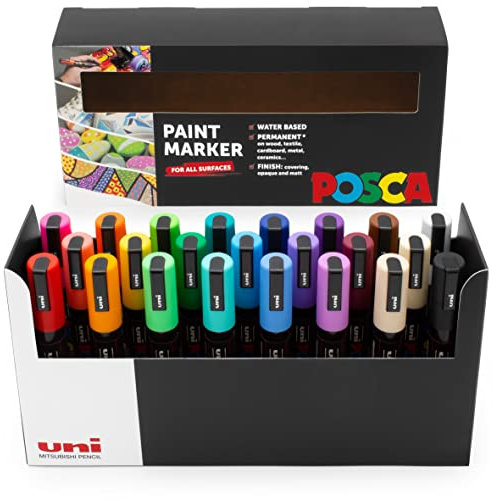 POSCA - PC-5M – Lackmarker Kunststifte – 1,8–2,5 mm – Schreibtischset mit 23 Farben