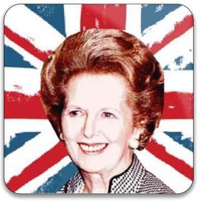Gift Insanity Margaret Thatcher On Union Jack 55mm x 55mm Square Fridge Magnet