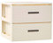 AC - Cajonera de Ordenación Modelo Rattan - 2 Niveles - Torre de almacenaje Multiusos, Organizador Auxiliar, Almacenamiento, baño - 31,5 x 36,5 x 36,5 cm - Color Marfil