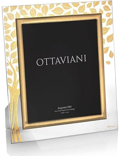 Ottaviani Portafoto della Collezione Albero della vita in Cristallo e foglia oro Tecnologia Silver Foil cm 20x25