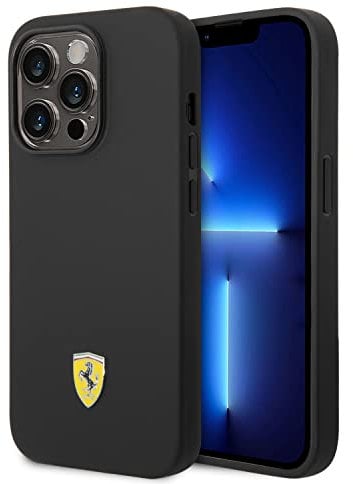 Ferrari FEHCP14LSIBBK hülle für 14 Pro 6,1 schwarz/Black hardcase Silicone Metal Logo