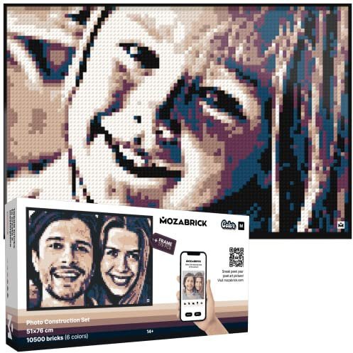 MOZABRICK Color M- Klemmbaustein Mosaik Bausatz, Eigenes Foto, personalisiertes Geschenk, Benutzerdefiniert, Bild Baukasten, Bauset, Pixel Art Kunst Steckbaustein Gemälde
