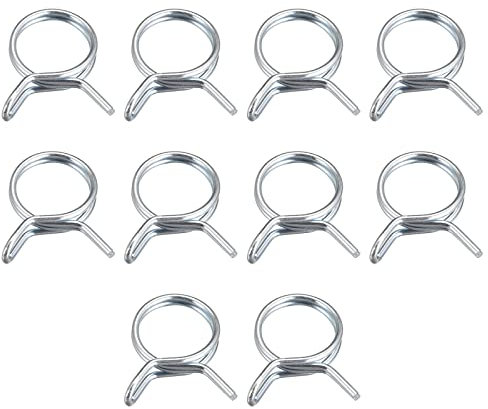 sourcing map Double Wire Spring Hose Clamp, 30pcs 65Mn Steel 25mm Inner Dia Fit 26mm-28.5mm OD Hose Fuel Line Silicone Tube Spring Clips, Silver Tone