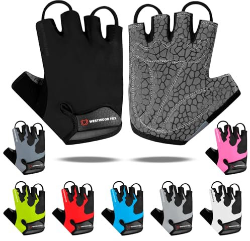 WESTWOOD FOX Fahrradhandschuhe Für Männer Halbfinger-Handschuheu rutschfest Nicht Atmungsaktiv Stoßdämpfend Mountainbike-Handschuhes Männers Frauen MTB-Handschuhe Unisex