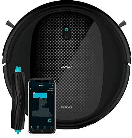 Cecotec Robot Aspirador y Friegasuelos Conga Perfect&Clean Connected Vital. Tecnología Gyro, 2100 Pa, Autonomía 160 min, 3 Niveles Potencia y Fregado, Cepillo Bestfriend Care, 10 Modos y App
