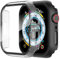 Diruite 2 Piezas Funda para Apple Watch Series 6/5/4/SE 44mm Protector Pantalla Cristal Templado Incorporado HD Protección Completa PC Dura Estuche Case,Negro+Transparente,44mm
