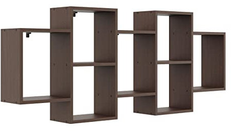 KUBUTKU Dekorativ Wandregal mit 7 Böden 160x65x18 Design Skandinavischer Modern für Wohnzimmer Küche Büro Schlafzimmer Badezimmer Hängeregal zur Präsentation Bücherregal (Wenge)