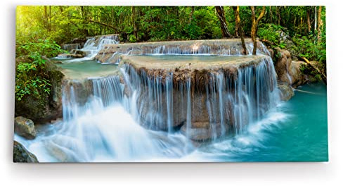 Paul Sinus Wandbild 120x60cm Erawan Falls Thailand Wasserfälle im Dschungel Natur