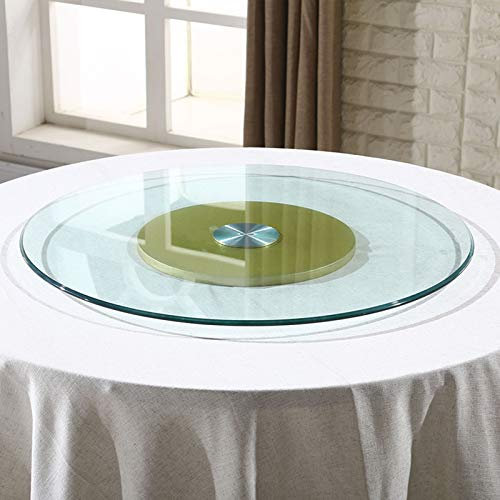 GLTZEN 20/24/28 Pollici (50/60 / 70 cm) Giradischi Girevole Pigro Susan per Tavolo da Pranzo da Cucina, mobili da Giardino per Esterni, Tavolo da conferenza per Ufficio, Rotondo, Vetro Trasparente