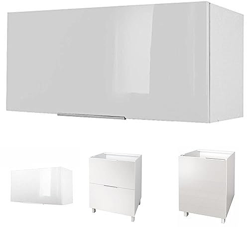 Berlioz Creations Hängeschrank für Küche mit Dunstabzugshaube, in weißem Hochglanz, 100 Prozent französische Herstellung CH6HB Hängeschrank für Küche mit Dunstabzugshaube, in weißem Hochglanz