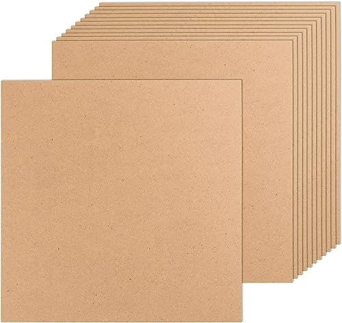 MDF-Holzplatten zum Basteln, 30,5 x 30,5 x 0,3 cm, 3 mm dick, mitteldichte Faserplatten, unlackierte Holzblöcke, Spanplatten für Bastelarbeiten, Malerei, Gravur, Heimdekoration, 12 Stück