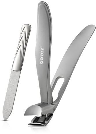 BEZOX Ergonomischer Nagelknipser mit abgewinkeltem Kopf für dicke Seniorennägel - Großer Fingernagelknipser für Erwachsene mit Metall-Nagelfeile, Premium Toenail Clipper für Männer und Frauen