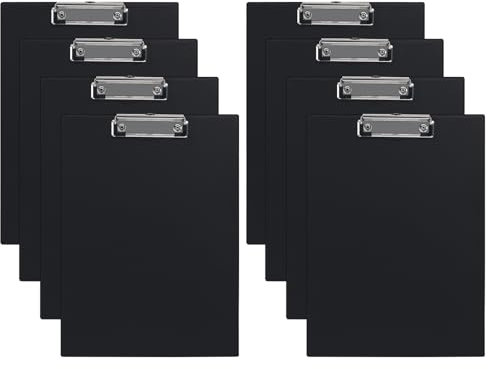 (Lot de 8) Porte-Blocs A5,Planchettes à Pince Avec Clip et Trou de Suspension,A5 Clipboard,Porte-Formulaires Pour Bureau, École(Noir)