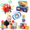 Baby Spielzeug für 6 12 18 Monate Montessori Spielzeug Sensorisches Baby Spielzeug Stapelspielzeug Blöcken Formsortier Würfel Krabbe Spielzeug Baby-Taschentuchbox Spielzeug Beißring Spielzeug
