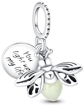 TINSLO Bead Charm Ciondolo Argento Sterling 925 con Cubic Zirconia Pendenti per Pandora Braccialetti, Compatibile con Braccialetti e Collane europei