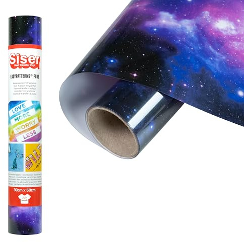 Siser Easypatterns PLUS Infinite Galaxy, 30cm x 0,5m, Thermotransfer Vinyl zur Personalisierung von Kleidung, Accessoires und Textilmöbel, Material für Bastelartikel, geeignet für Kinderkleidung